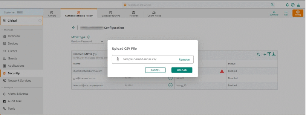 Upload CSV File